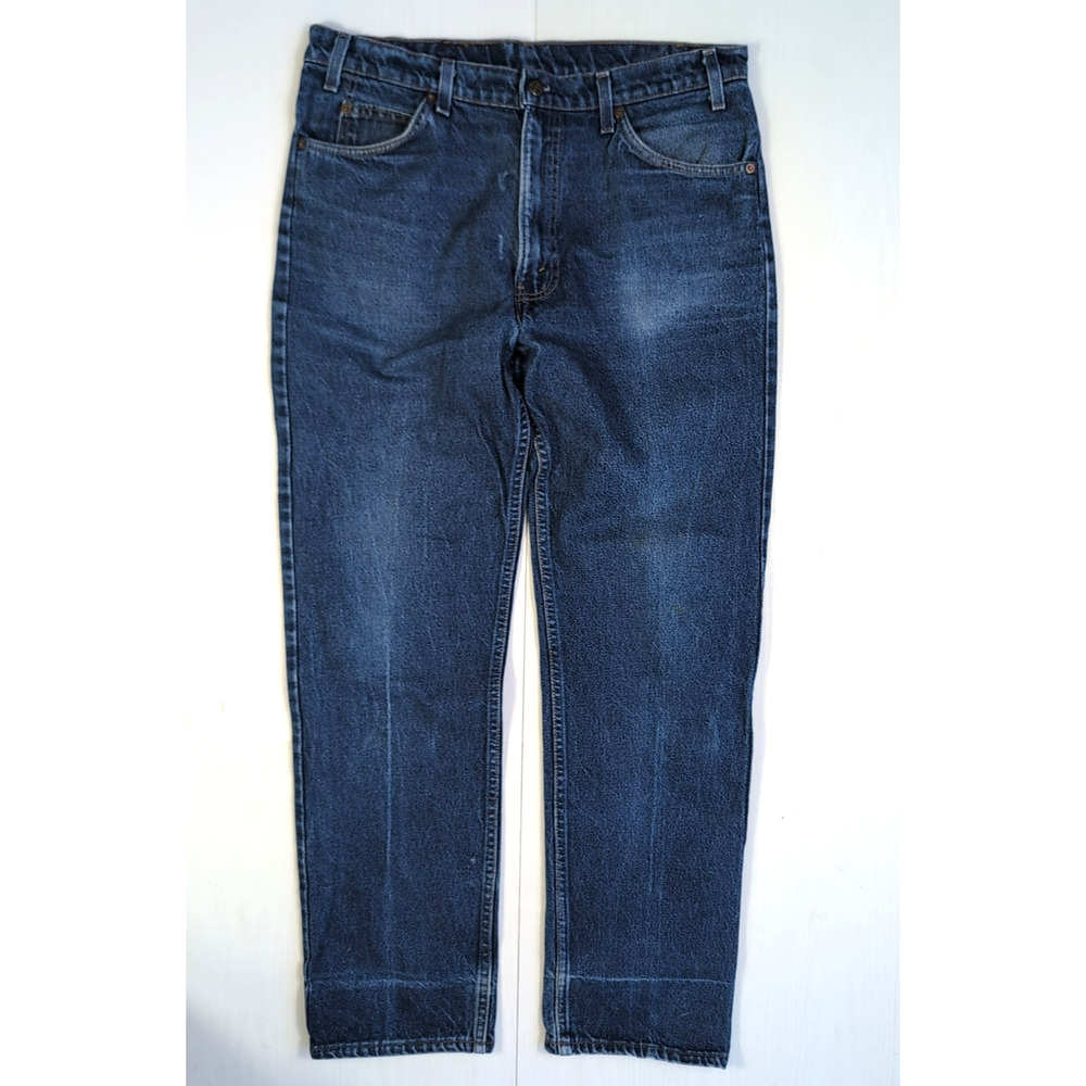 Vintage Levi's 505 Orange Tab Jeans Men's 36x32 Dark Indigo Denim USA Made 70s